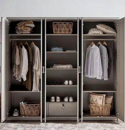 Elegant Wardrobe with Mirrors