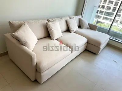 CrateBarrel Lounge Deep feather filled L Shape Sofa Beige