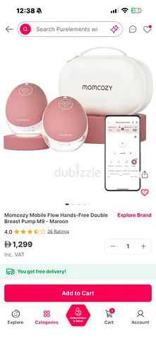 Momcozy Mobile Flow Hands-Free Double
Breast Pump M9 - Maroon