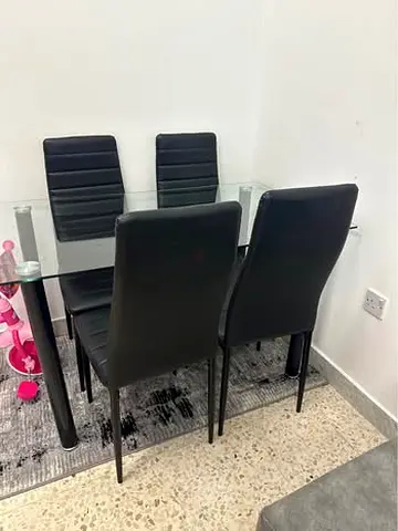 4 black dining chairs