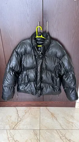Zara leather puffer jacket