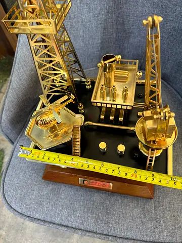 Vintage Gold plated Oil Rig Model