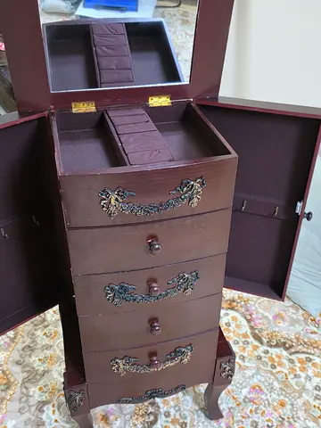 Elegant Vintage Jewelry Cabinet with Mirror