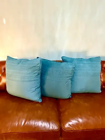 Set of Three Stylish Blue Cushions 65X65 includes cushion covers