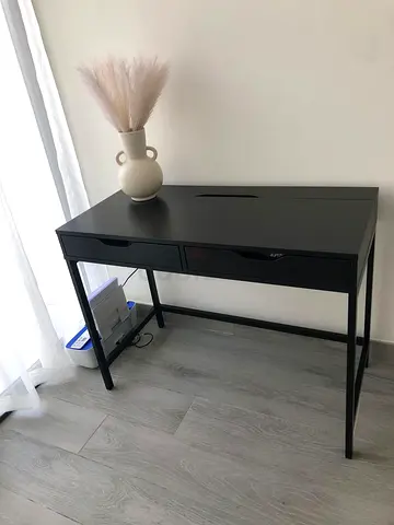 Modern Black Study Table with Drawers