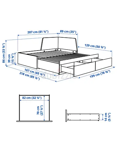 Bed with 2 mattress