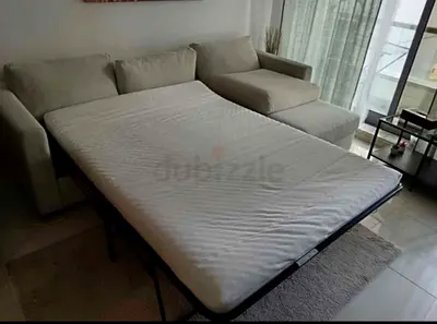 Pull out L shape sofa bed with mattress ikea vimle