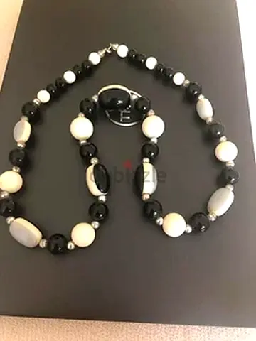 Elegant Black and White Beaded Necklace