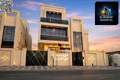 Luxury villa for sale in Al Zahia – Ajman | Private pool + internal elevator | 7 master bedrooms. 