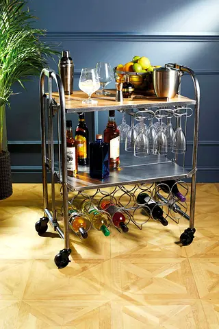BarCraft Industrial Look Home Bar Trolley