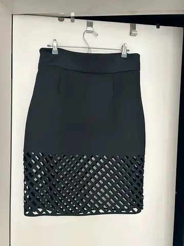 Stylish Black Skirt with Unique Lattice Design