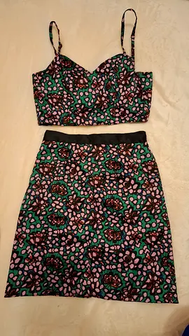 Beautiful Floral Crop Top and Skirt Set