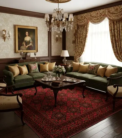Elegant Traditional Living Room Set with Vintage Charm