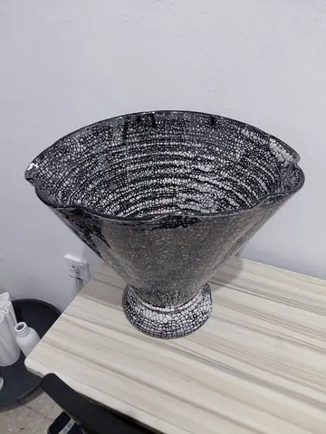 Elegant Black and White Textured Bowl