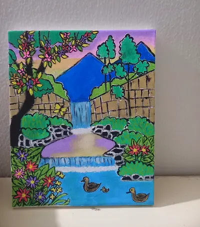 Pondside paradise. Duckling days.