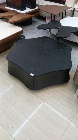 Stylish Black Leaf-Shaped Coffee Table