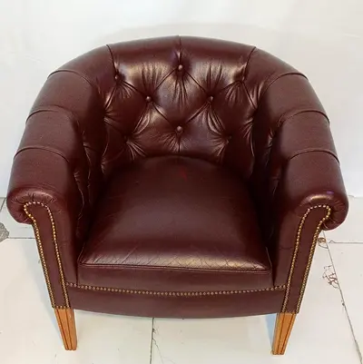 Elegant Brown Pure Leather Armchair