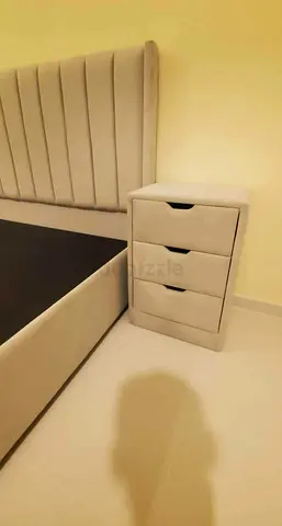 Elegant Grey Nightstand with 3 Drawers