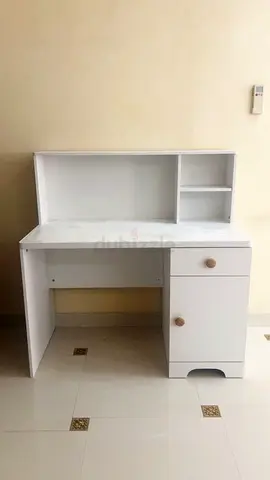 Compact White Study Table with Storage