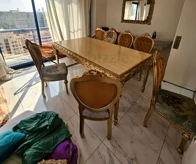 Elegant Dining Table Set with Ornate Chairs