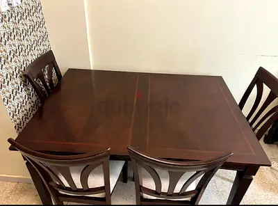 Solid wooden dining table with 6 chairs