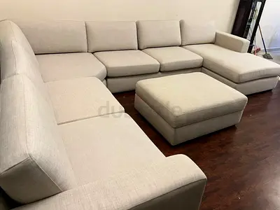 Without footstool Home Center Eterno Corner U Shape Sofa Beige