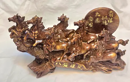 Majestic brand new 8 lucky galloping horses resin statue for Goodluck money and prosperity for sale
