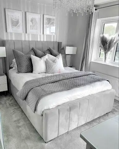 Elegant Grey Queen Size Bed