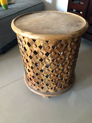 Unique Handcrafted Wooden Stool with Intricate Design
