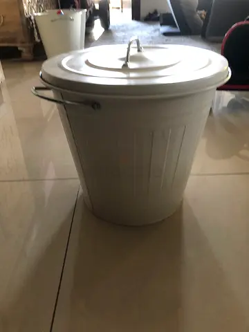 Vintage White Metal Waste Bin