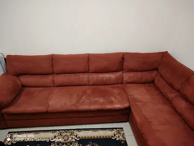 Red high fabric L-shaped sofa urgent sale