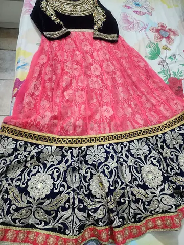 Elegant Pink and Black Traditional Dress with dupatta