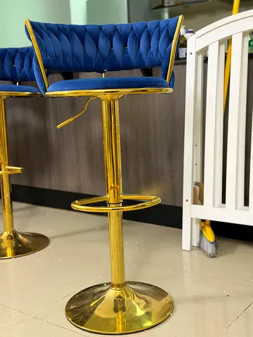 Luxury Gold Bar Stool Chairs- Modern Velvet | Almost New (2 Months)- Qty 3 available