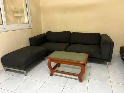 Sofa with Wooden Coffee Table