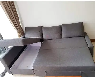 Stylish Grey Sofa Bed with Storage