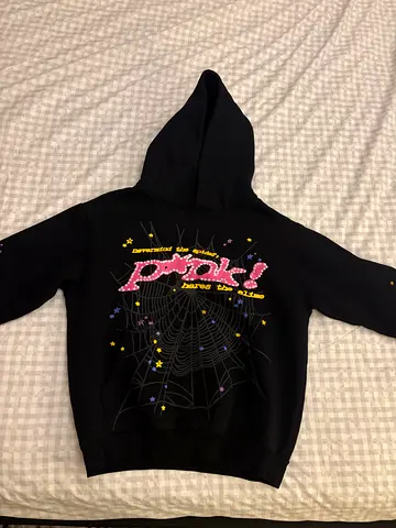 Sp5der black and pink hoodie