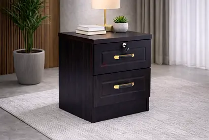 Modern Wenge Bedside Table with 2 Drawers – Bedside Storage Solution For Bedroom Furniture