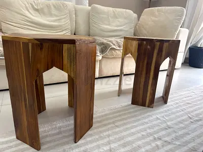 Handcrafted Solid Rosewood Stools – Geometric Designer Style
