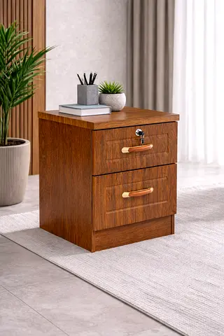 Bedside Table with Lockable Drawers – Wooden Bedside Table For Bedroom