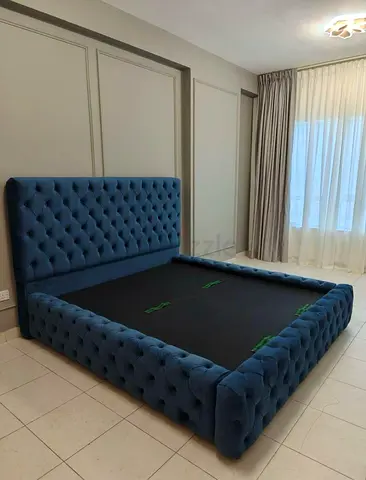 Luxurious Blue Velvet King Size Bed