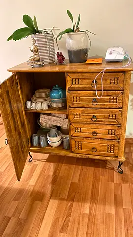 Charming Rustic Wooden Cabinet with Storage