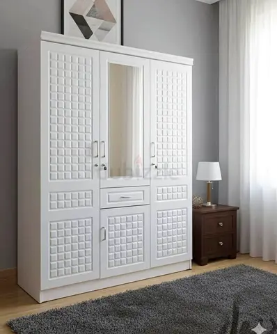Stylish White Wardrobe with Mirror