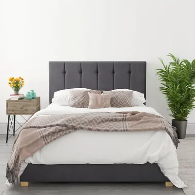 Stylish Grey Bed with Elegant Headboard