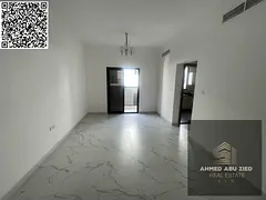 For annual rent in Ajman, a brand new building offers a one-bedroom apartment with a living room, tw