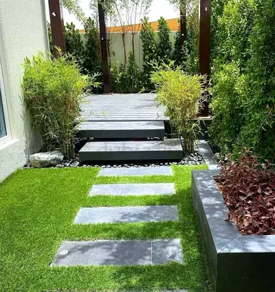 Beautiful Outdoor Pathway with Decorative Stone Accent