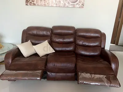 Comfortable Brown leather Recliner Sofa-6 seater