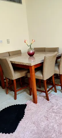 Marble dining table with 8 chairs