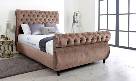 Elegant Upholstered Bed Frame with Tufted Headboard