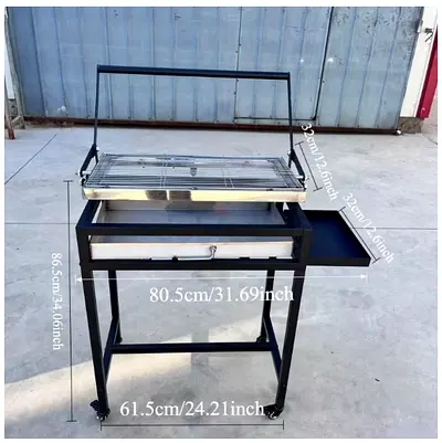 Rotating Outdoor Charcoal BBQ Grill with Adjustable Height