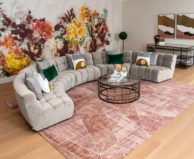 Elegant Curved Sofa Set with in Soft grey from 2XL